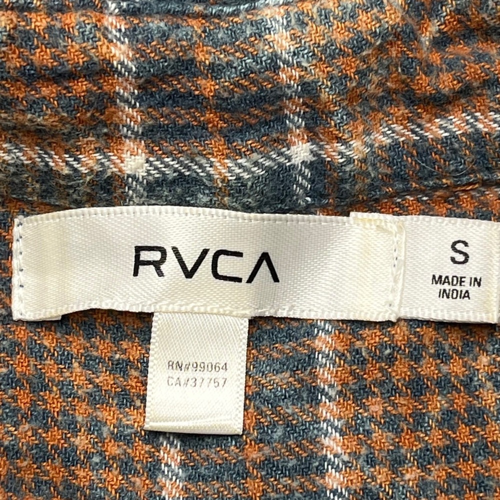 RVCA Women Plaid Flannel Shirt Long Sleeve Button Down Orange gray White Size S - Picture 2 of 8